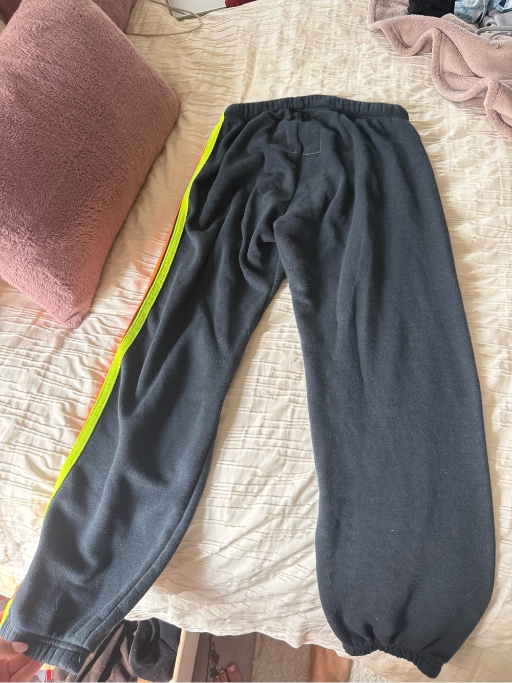 Dark gray aviator nation neon stripped sweatpants - Picture 3 of 4
